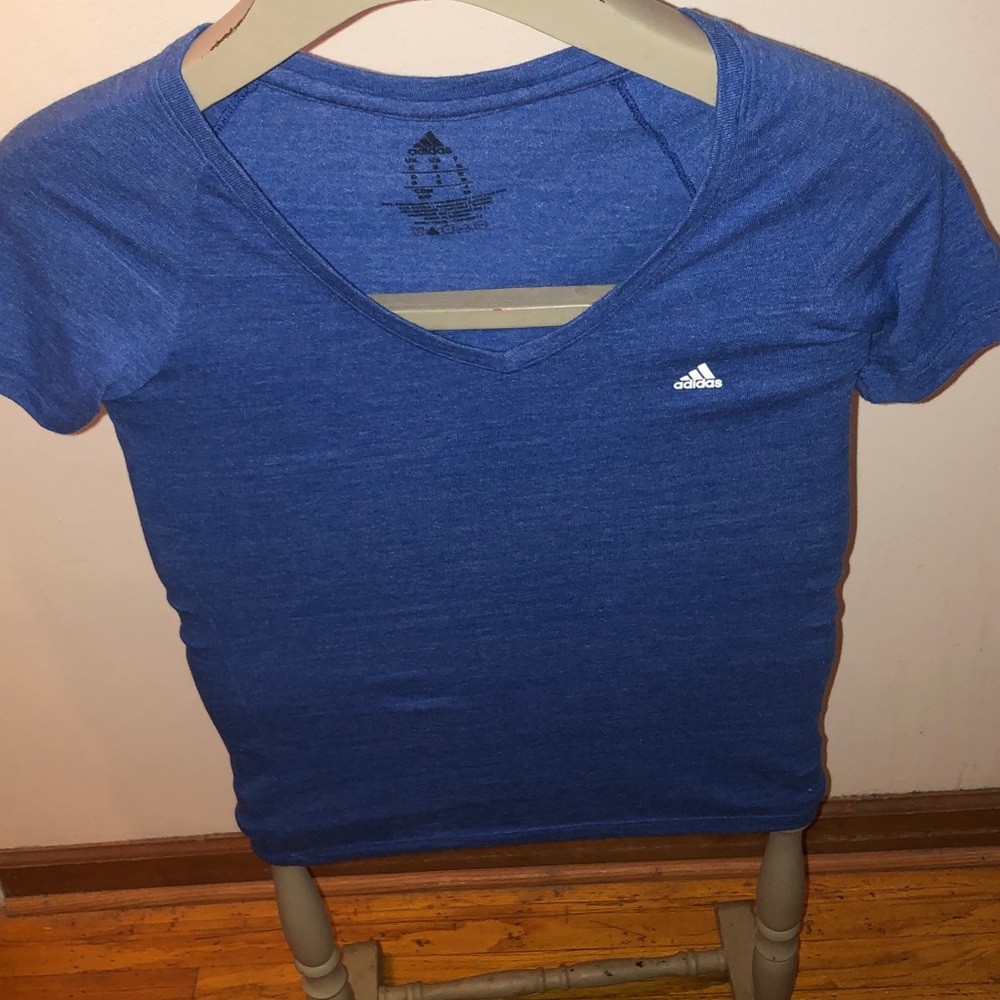adidas Royal Blue V-Neck Athletic Tee